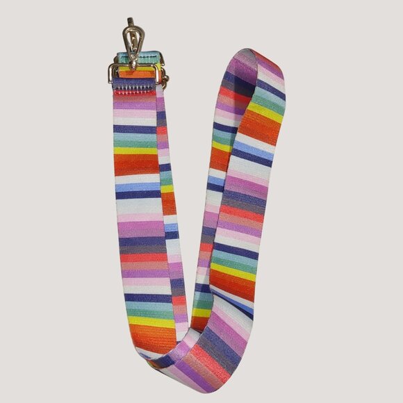 Long Adjustable Rainbow Colorful Stripe Bag Replacement Strap Gold Swivel Clasp - Picture 6 of 9